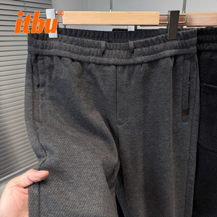 高级感毛呢休闲裤子男款2025新款秋冬季男裤宽松直筒男士运动卫裤