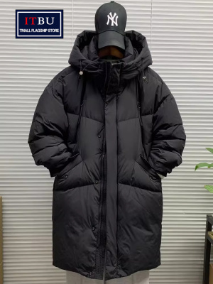 高端中长款羽绒服男士冬季2025年新款加厚保暖连帽派克服外套男款