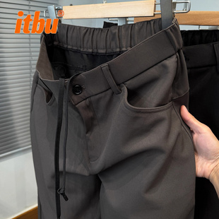 高级感商务休闲裤子男士2025新款秋冬季男裤加厚宽松直筒西裤男款