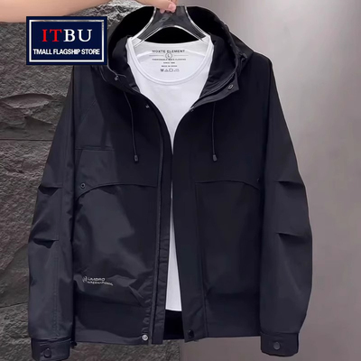 高端冲锋衣外套男士春秋季2025新款韩版连帽宽松工装夹克上衣男款