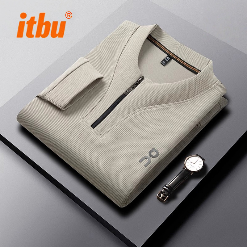 高端半拉链卫衣男士长袖T恤2025新款春秋冬季商务立领打底衫男款