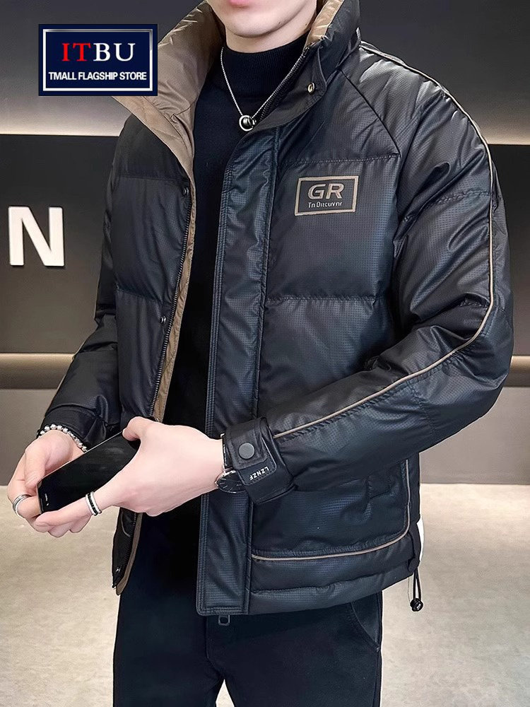 高级感拼色羽绒服男士冬季2025新款潮流加厚保暖冬装立领外套男款