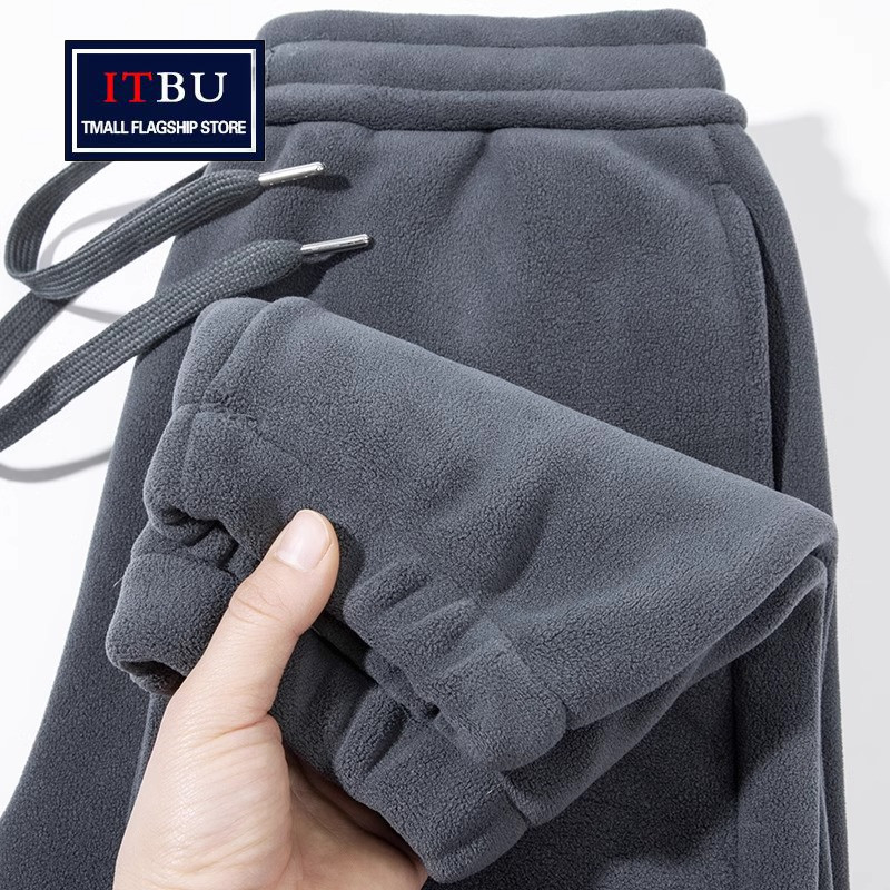 双面奥利绒卫裤男士2025新款春秋冬季加厚加绒运动休闲男裤子男款