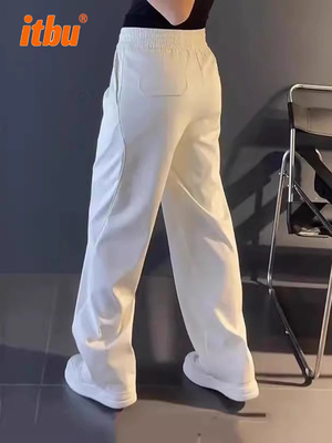 高端休闲裤男士2025年新款春秋冬季加绒男裤宽松直筒运动裤子男款