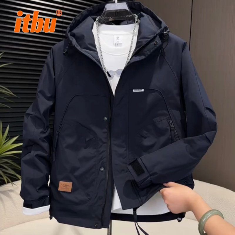 高端连帽冲锋衣外套男士2025年新款爆款春秋冬季工装夹克棉服男款,男装,棉衣,淘宝优惠券,粉丝福利购,淘宝优惠卷