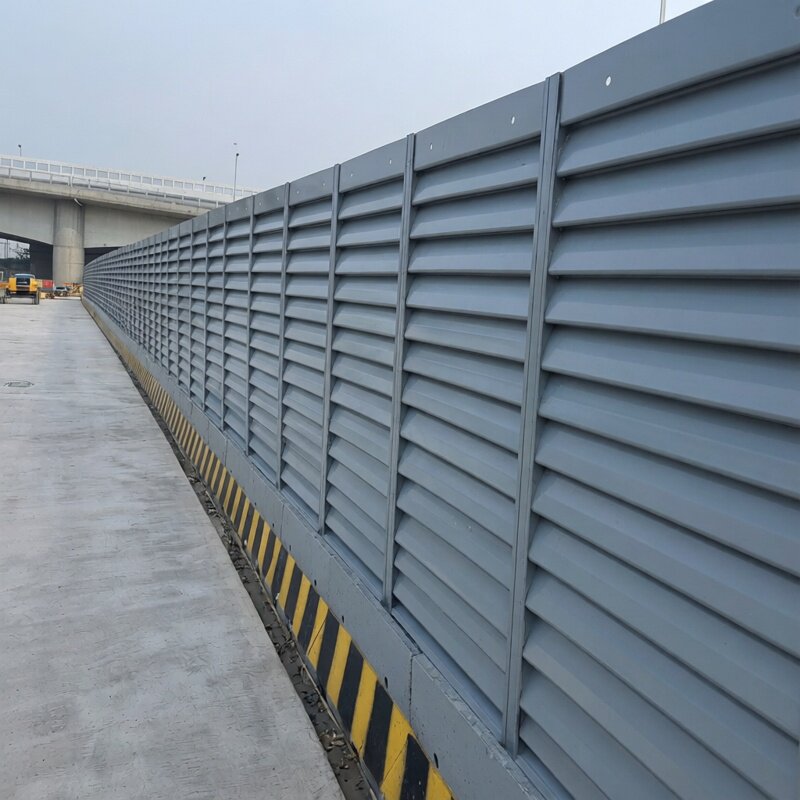 市政百叶型施工围挡波浪板防护栏带混泥土水泥墩围栏地铁道路围墙