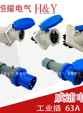 威浦工业插头插座3芯63A插头明装暗装连接器TYP641TYP2901连接器