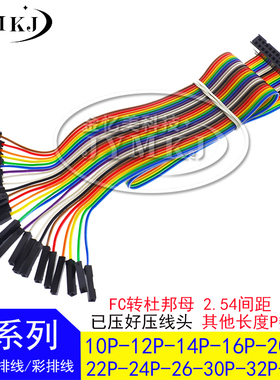 FC10P转杜邦母10P 单P 30/50cm FC2.54 10-34P转杜邦 彩排线 纯铜