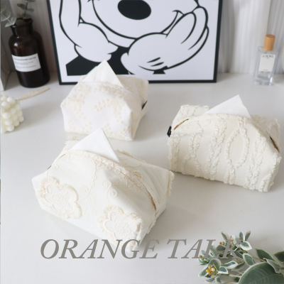 法式纯棉重工刺绣桌面客厅纸巾盒