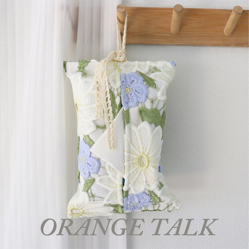 棉麻纯棉可悬挂棉流苏布艺纸巾袋