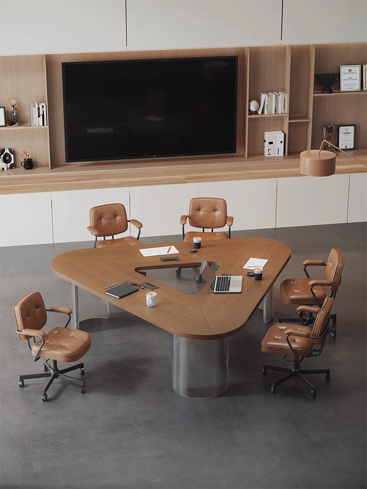 费洛可实木培训桌椅组合现代简约设计师异形小型接待洽谈桌会议桌