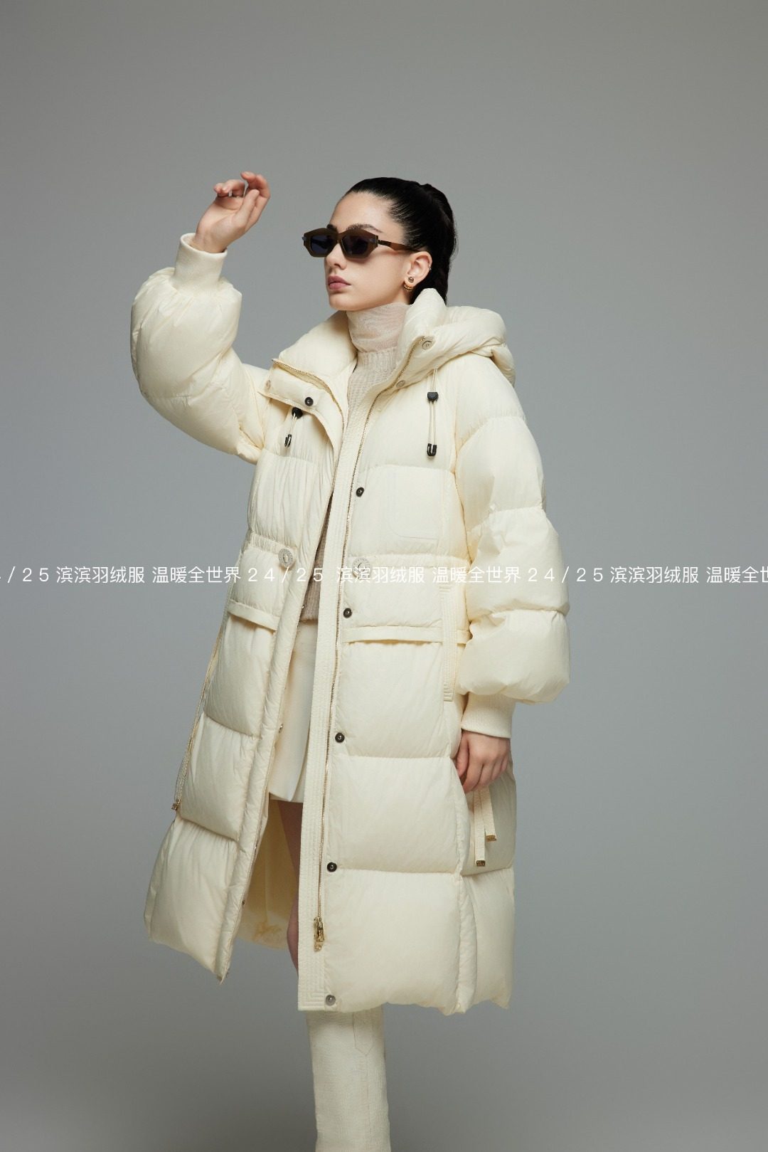 2025新款羽绒服女中长款连帽加厚时尚保暖甜美休闲羽绒服外套2372