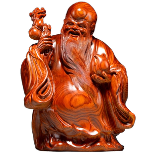 花梨实木质老寿星公寿翁摆件红木家居装饰生日祝寿贺寿礼品工艺品
