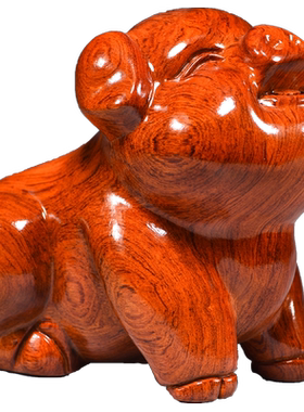 花梨木雕猪摆件大号实木质生肖猪