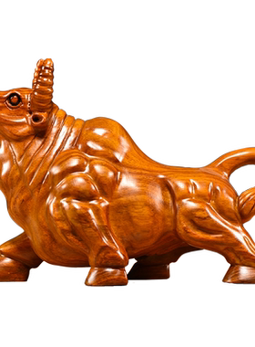 花梨木头牛摆件实木质动物生肖家居客厅装饰办公吉祥物红木工艺品