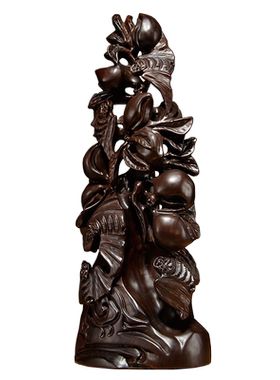 实木雕刻葫芦家居客厅五福临门