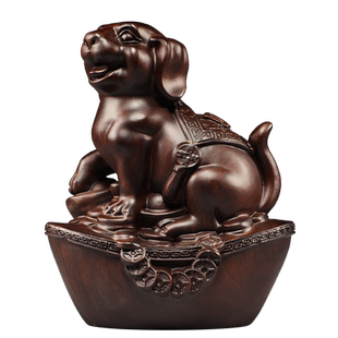 黑檀木质雕刻狗摆件木制十二生肖木头狗吉祥物摆设家居装饰工艺品