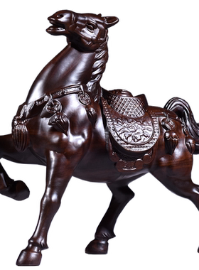 实木雕刻家居客厅马到成功工艺品