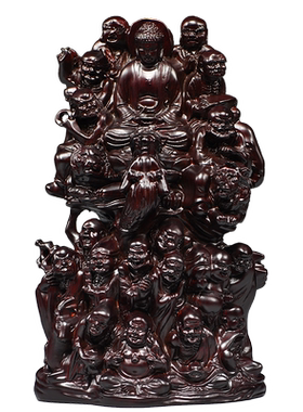 黑檀实木质十八罗汉十八罗汉摆件