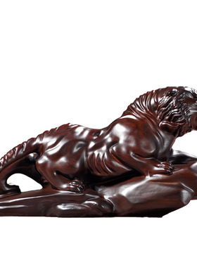 木头老虎摆件实木动物生肖木制虎家居玄关中式客厅吉祥物装饰礼品