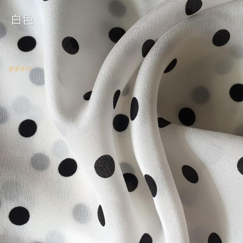 高档03双邹桑蚕丝波点圆点夏季