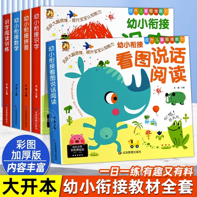 幼小衔接教材全套幼儿园大班练习册幼升小衔接练习册幼儿学前班语文练习题一日一练幼小衔接拼音识字数学看图说话应急管理出版社