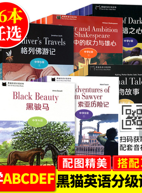 黑猫中学英语分级阅读 中学ABCDE级123456789101112册 初一初二初三七八九年级英语课外阅读提高阅读理解全英文阅读绘本短篇故事书