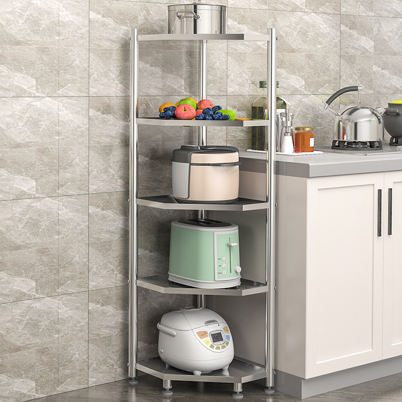 特厚不锈钢置物架厨房落地台面省空间转角储物架卫生间用品收纳架