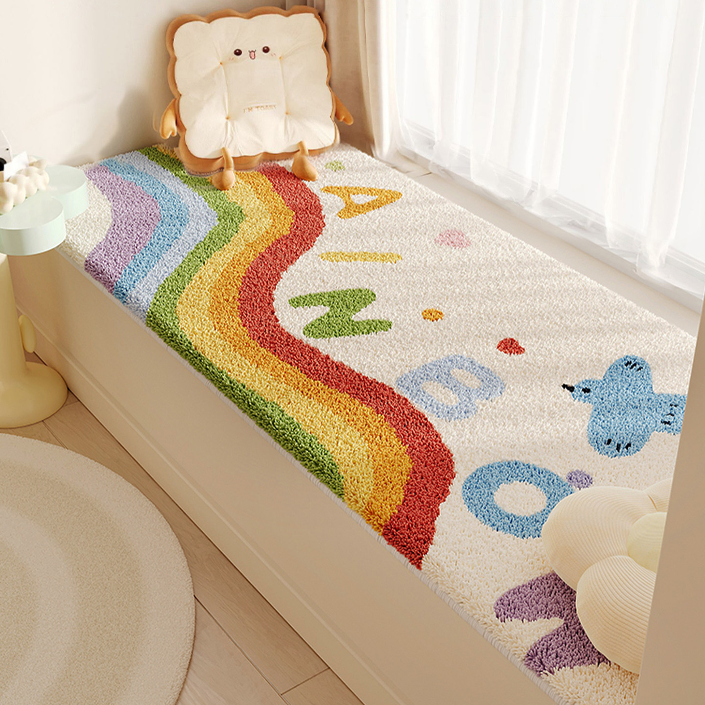 网红ins风飘窗垫窗台座垫2025新款主卧阳台垫子房间装饰毛绒坐垫,居家布艺,飘窗垫,淘宝优惠券,粉丝福利购,淘宝优惠卷