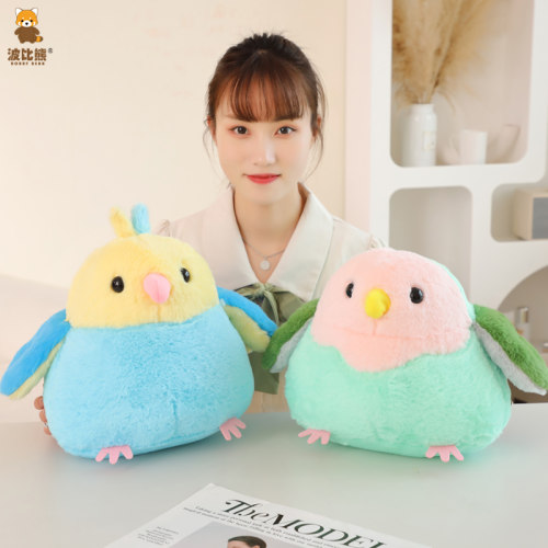 波比熊软萌创意肥啾鹦鹉团子兔毛款鸟类鹦鹉玩偶公仔抱枕毛绒玩具