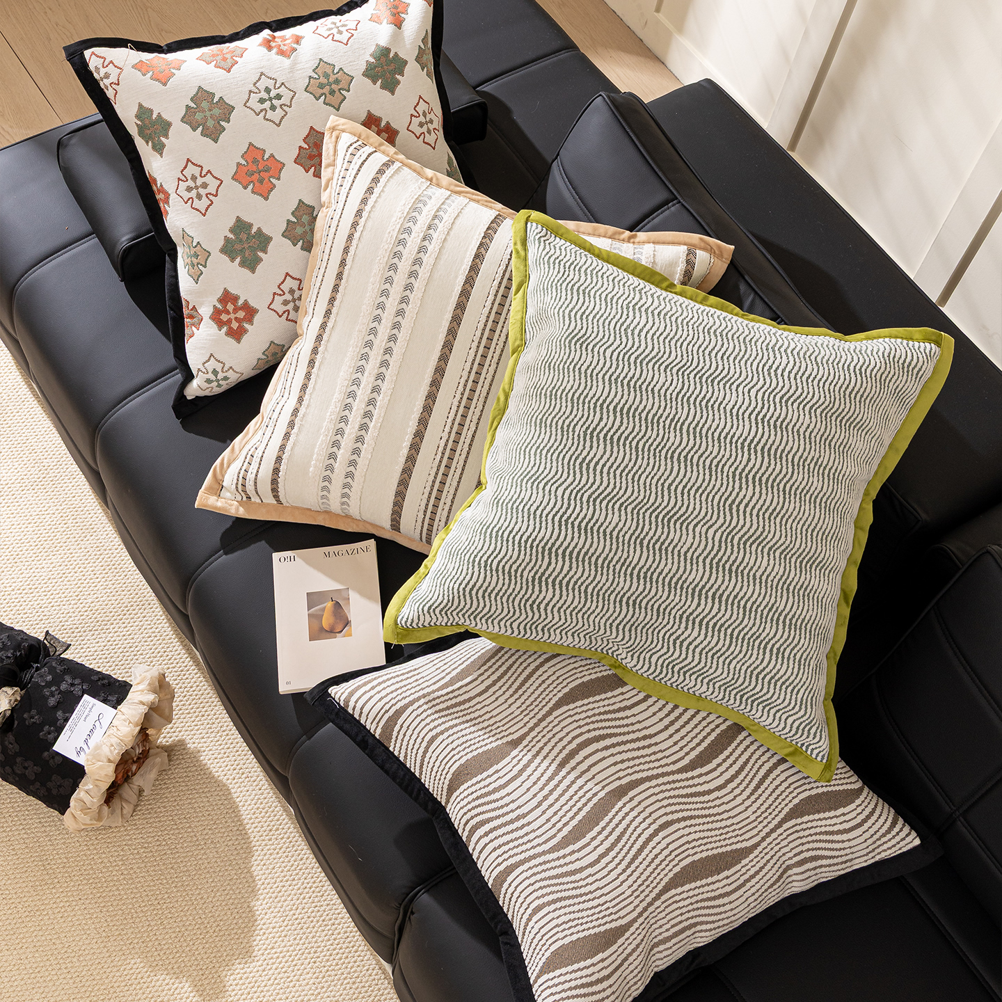 雪尼尔简约现代沙发抱枕套可机洗