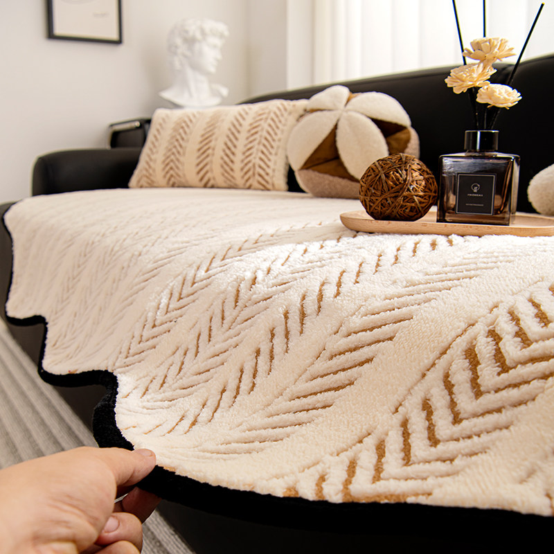 异形沙发垫冬季加厚毛绒真皮沙发盖布秋冬不规则固定防滑坐垫套罩