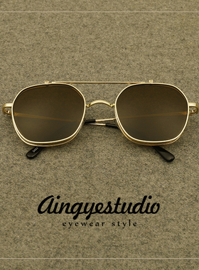 一镜两用双层翻盖墨镜男潮高级感复古个性遮阳防晒太阳镜开车专用