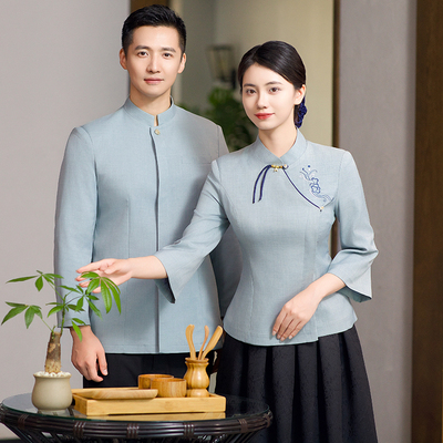 新中式茶餐厅服务员工作服夏季