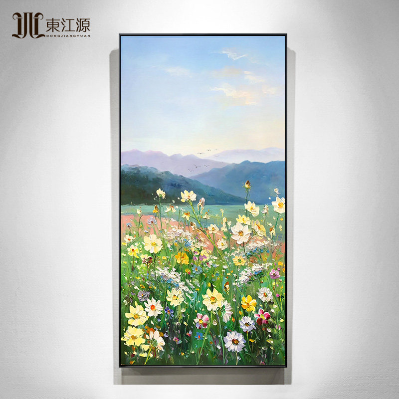 现代简约风景手绘油画玄关装饰画客厅挂画走廊过道高级感大芬村