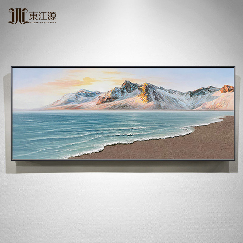 手绘油画大海日出金山现代简约客厅沙发背景画大芬油画村装饰画