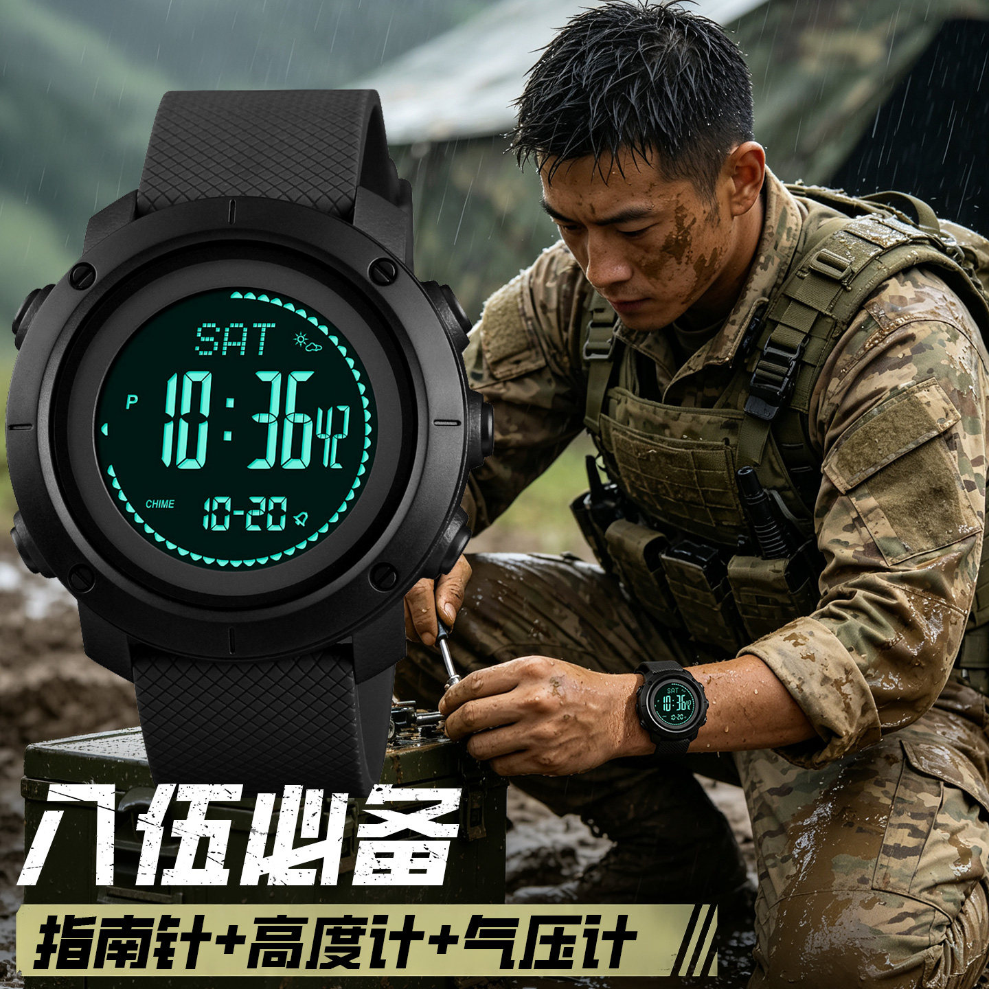 当兵参军防水电子男款军表图片