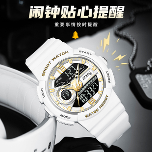 青少年手表男女初高中学生时尚 潮流运动防水闹钟机械风儿童电子表