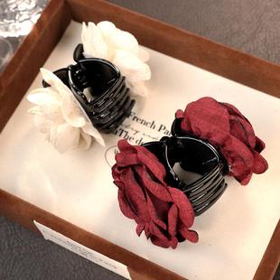 玫瑰发夹2024新款爆款优雅精致抓夹玫瑰花朵鲨鱼夹头饰顶夹盘发夹