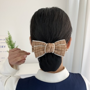 2023新款网红小香风蝴蝶结头饰发夹女后脑勺高级感马尾夹弹簧夹