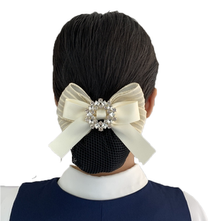 新款职业头花发夹 护士网兜盘发蝴蝶结弹簧夹 优雅简约发网网袋