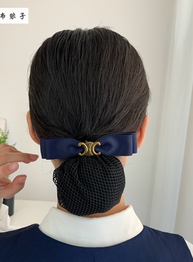 小布娘子黑色蝴蝶结弹簧卡赫本风