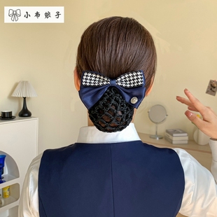 新款头花女职业护士上班发网空姐盘头发头饰银行网兜发饰蝴蝶结