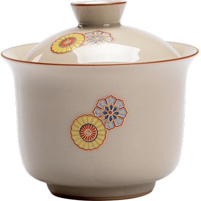 草木灰陶瓷两才小盖碗