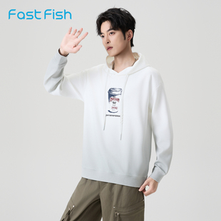 快鱼连帽卫衣男款青少年26年春季新款时尚渐变色设计感上衣男款