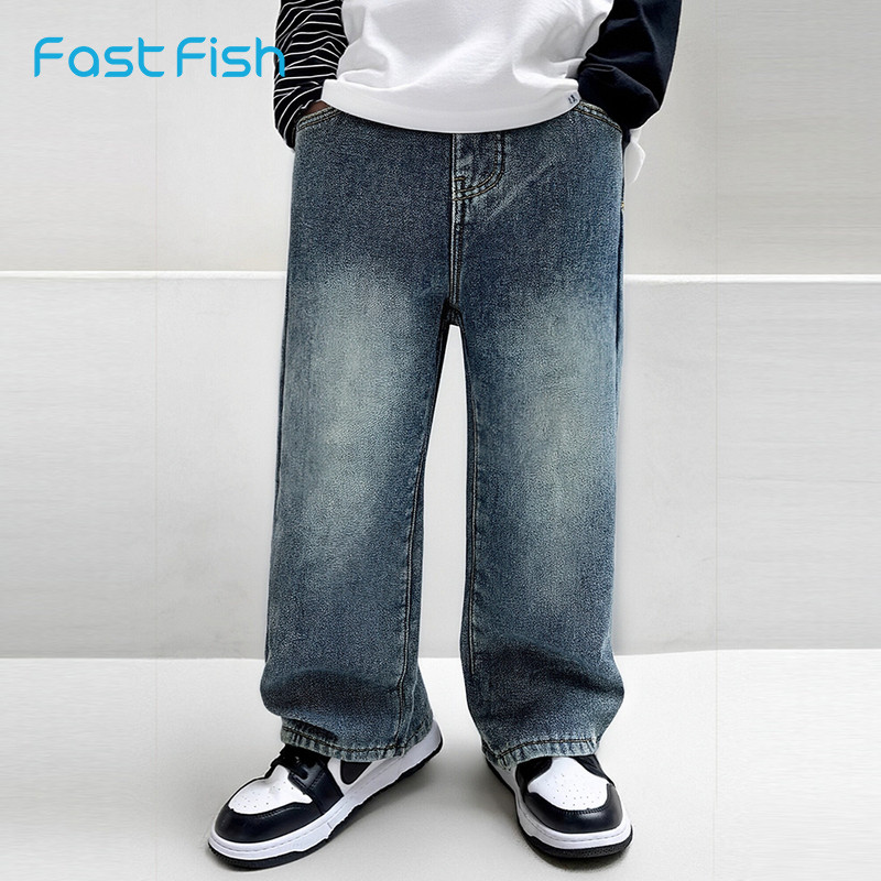 快鱼儿童简约百搭水洗牛仔裤2025年冬季新款宽松直筒裤子潮流童装,童装/婴儿装/亲子装,儿童牛仔裤,淘宝优惠券,粉丝福利购,淘宝优惠卷