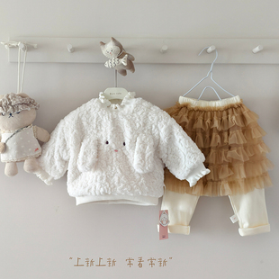 衣服 2025新款 女宝宝套装 春秋款 儿童加绒加厚毛毛衣卫衣两件套冬季