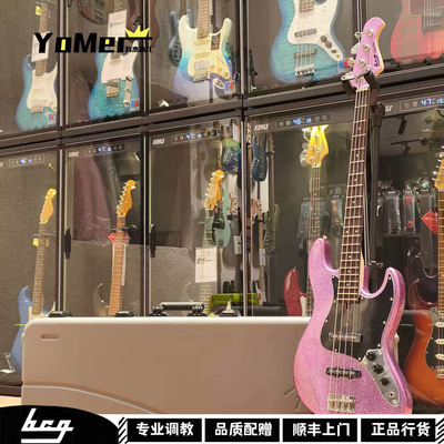 Yomer Bacchus巴克斯WJB330初学者紫罗兰闪粉四弦J型电贝司电贝斯
