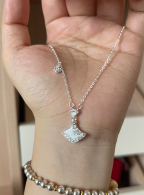 足银990项链女百搭小裙子吊坠锁骨链简约气质高级感精致链坠