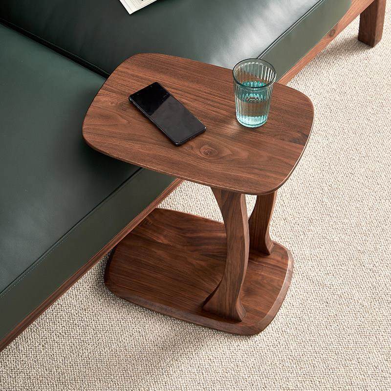 边几北美黑胡桃木客厅c型角几小桌子茶几花几北欧沙发边桌床边桌